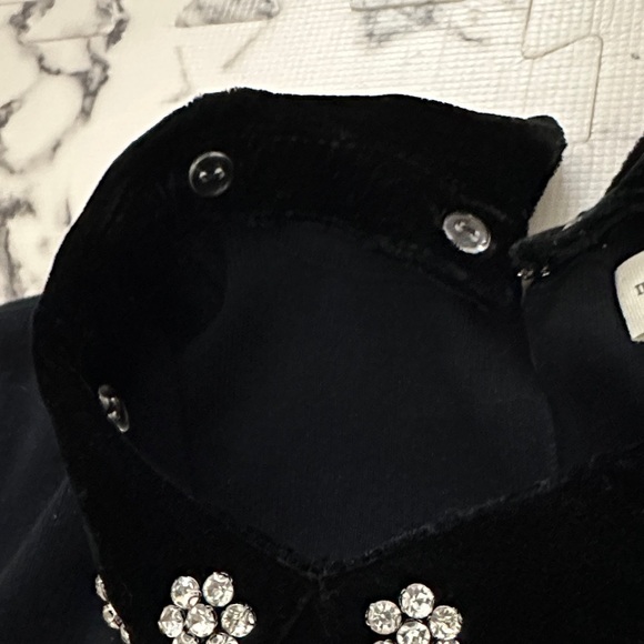 Maison Jules Black Long Sleeve Top with Detachable Jewel Collar - Picture 4 of 6